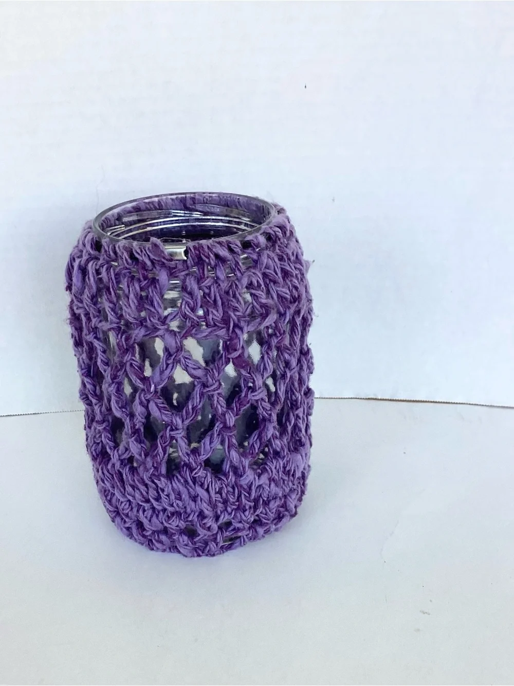 Vase Container Cover Handmade Crochet Purple Boho - Picture 4 of 11